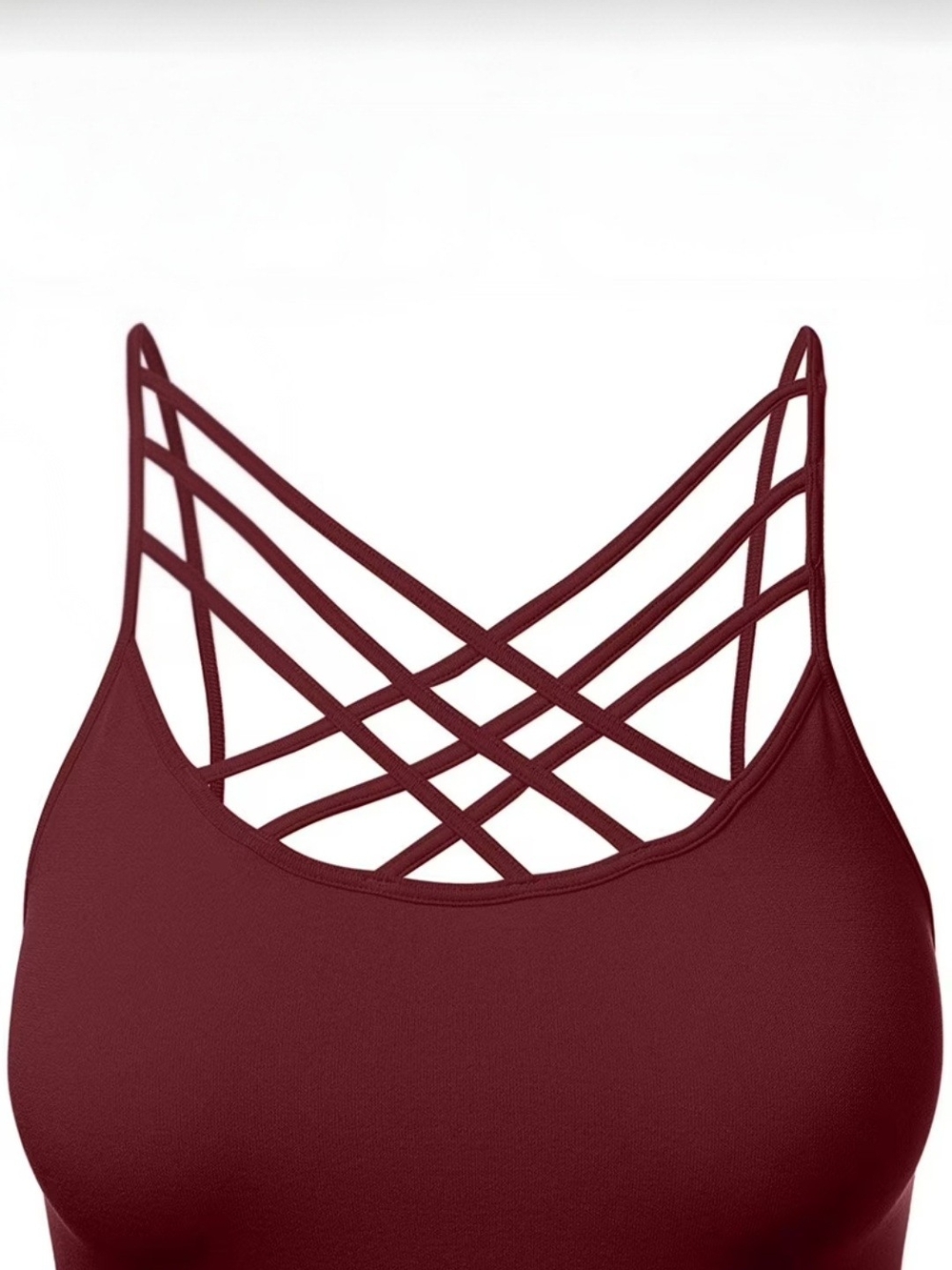 Zenana Plus Size Triple Criss Cross Bralette Set 2-Pack NWT 1X/2X Burgundy, Tan